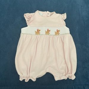 Edgehill Collection 3M Pink Puppy Dog Smocked Romper